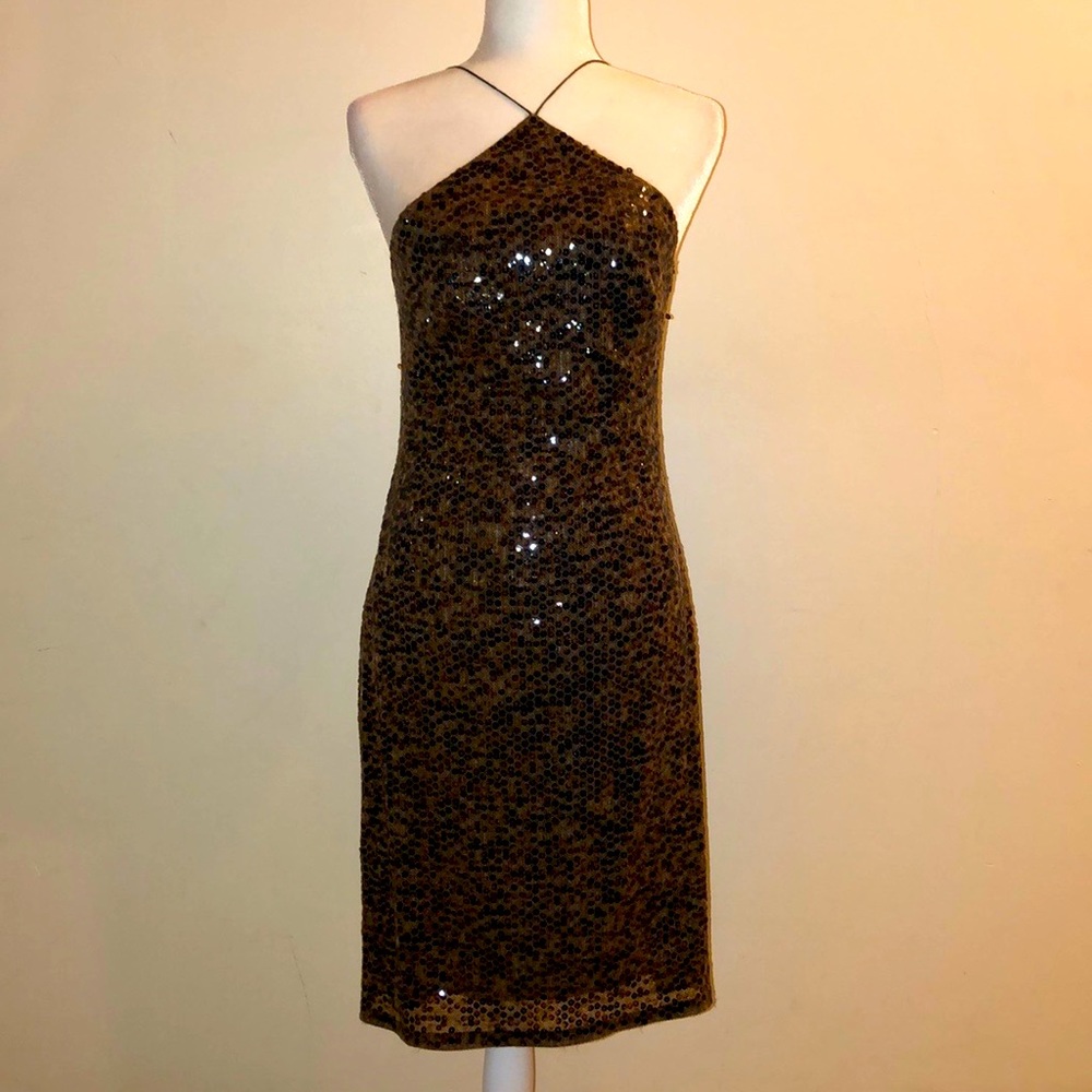 Sequin Low Back Halter Dress
